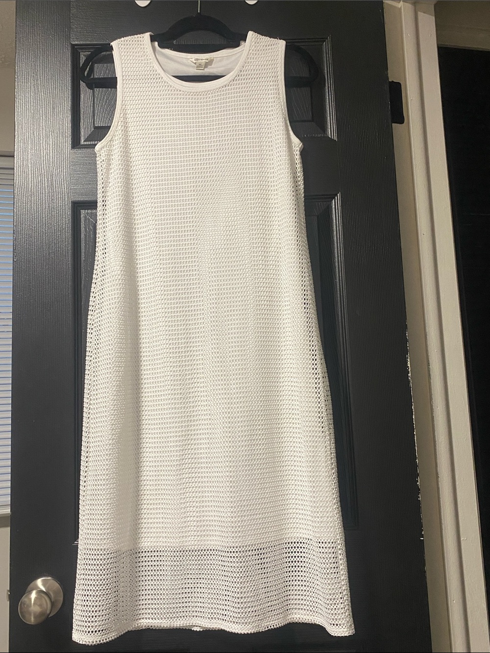 Versona White Sleeveless Knit A-Line Midi Dress w/ Lining